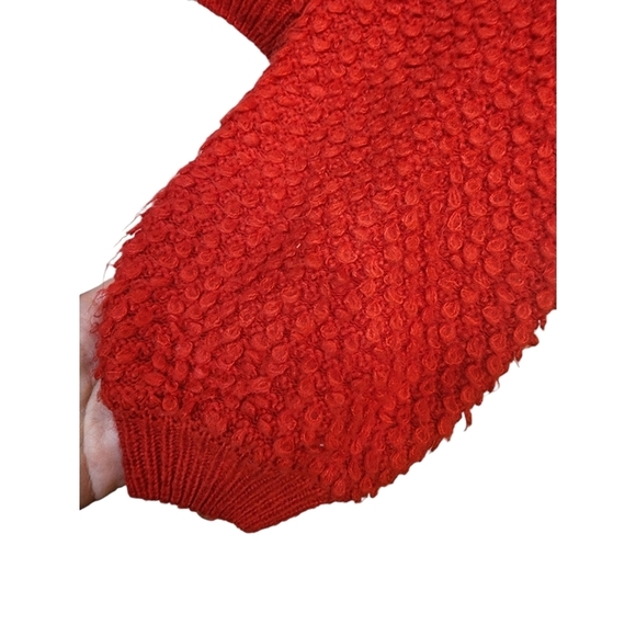 Deep Sugar. Red crew neck short sweater with bishop sleeves. L - Picture 2 of 4